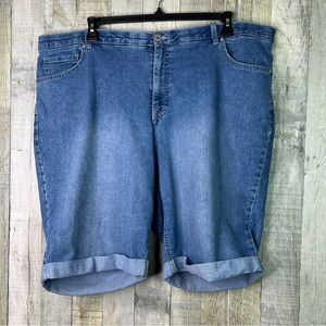 Faded Glory Size 24W Blue Jean Denim Bermuda Shorts w/Rolled Hem